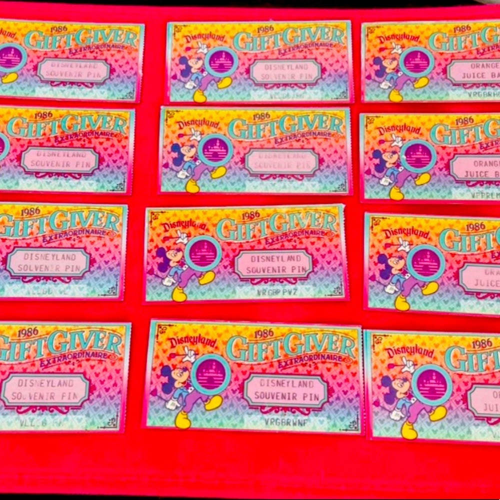 Disneyland Gift giver 1986 extraordinaire prize tickets from 1986